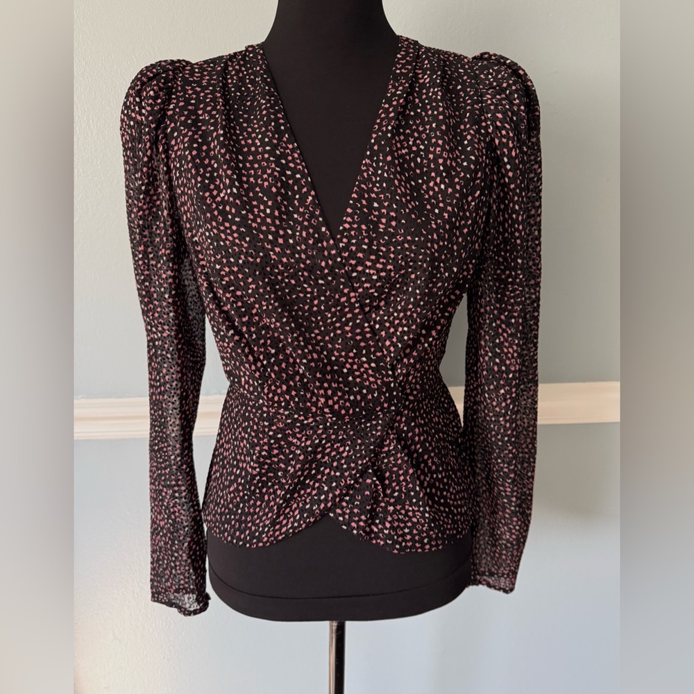 Express Black and Pink Patterned Blouse XS